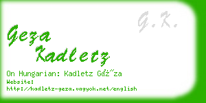 geza kadletz business card